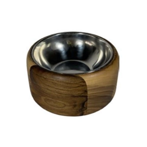 ظرف غذای چوبی دارای کاسه استیل مدل خمره ای