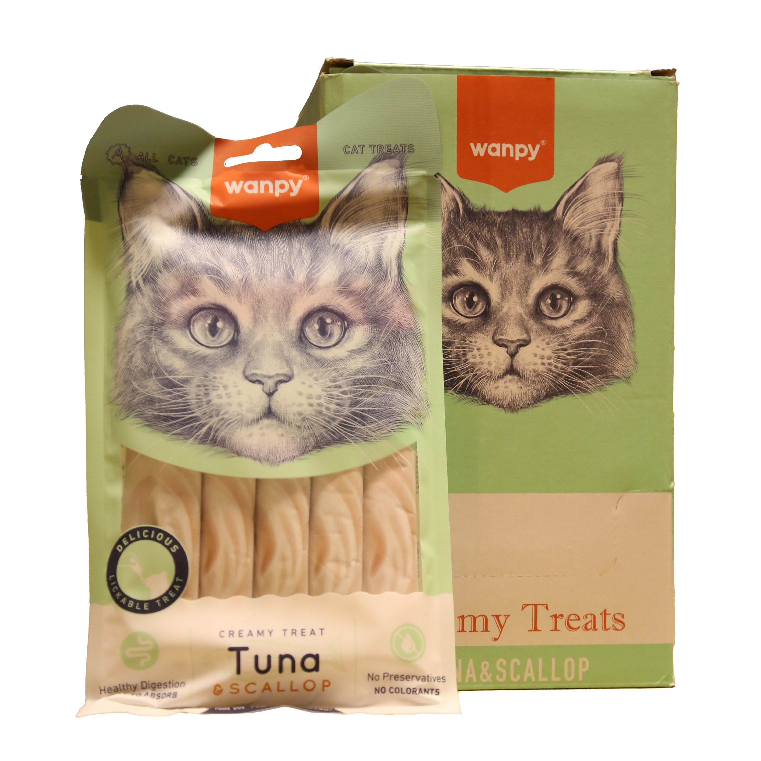 بستنی گربه ونپی Wanpy با طعم ماهی تن و صدف تعداد 5 عددی