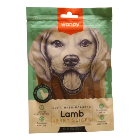 تشویقی سگ ونپی مدل Lamb Jerky Slices وزن 100 گرم