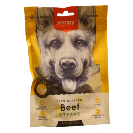 تشویقی سگ ونپی با طعم گوشت گاو Wanpy Beef Steaks Dog Treat وزن 100 گرم