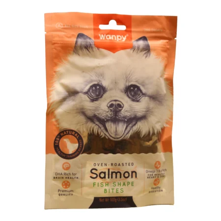تشویقی سگ ونپی مدل Salmon Fish Shape Bites وزن 100 گرم