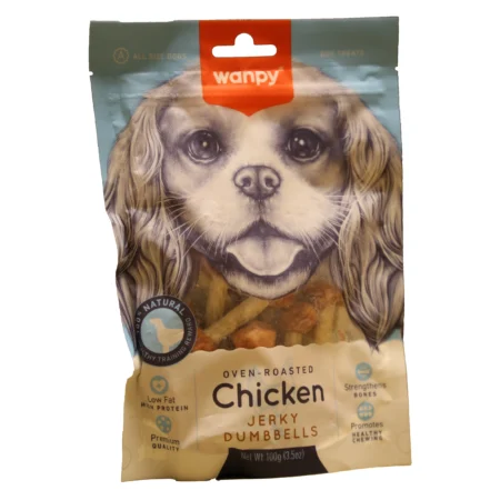 تشویقی سگ ونپی مدل دمبلی مرغ Wanpy Dog Treat Chicken Dumbbells وزن 100 گرم