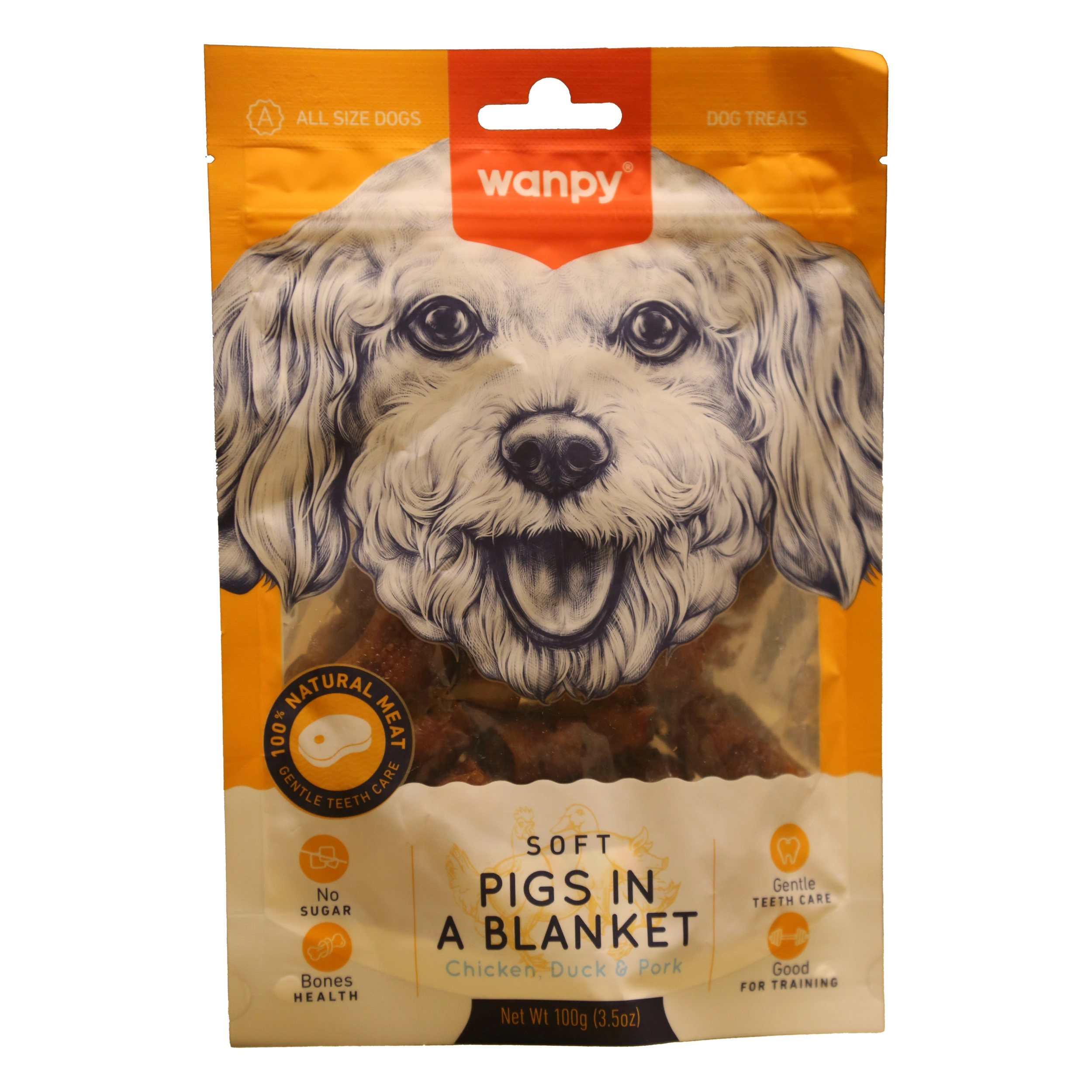 تشویقی سگ ونپی مدل دور پیچ خوک Pig in a Blanket وزن 100 گرم