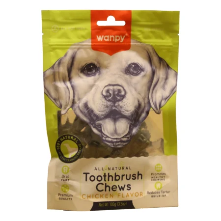 تشویقی سگ ونپی ژلاتینی مسواک با طعم مرغ (Wanpy Toothbrush Chews (Chicken