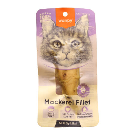 تشویقی گربه ونپی مدل فیله ماهی ماکرل Wanpy Mackerel Fillet for Cats وزن ۲۵ گرم