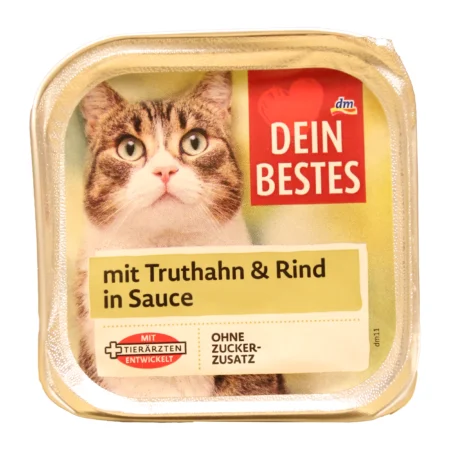 ووم گربه دین بستس طعم بوقلمون و گاو در سس وزن 100 گرم