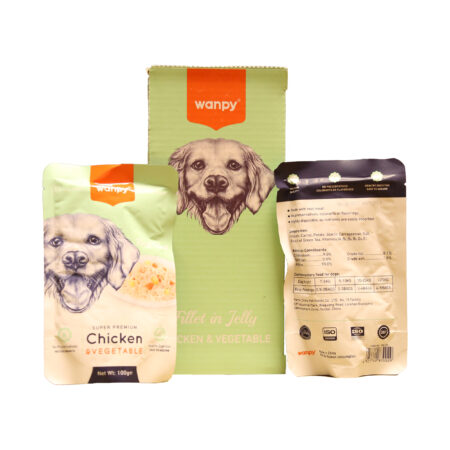 پوچ سگ ونپی با طعم مرغ و سبزیجات Wanpy Super Premium Chicken & Vegetable وزن 100 گرم