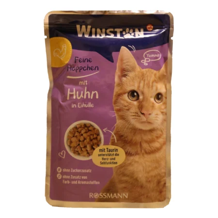 پوچ گربه وینستون طعم مرغ در سس تخم مرغ 100 گرم