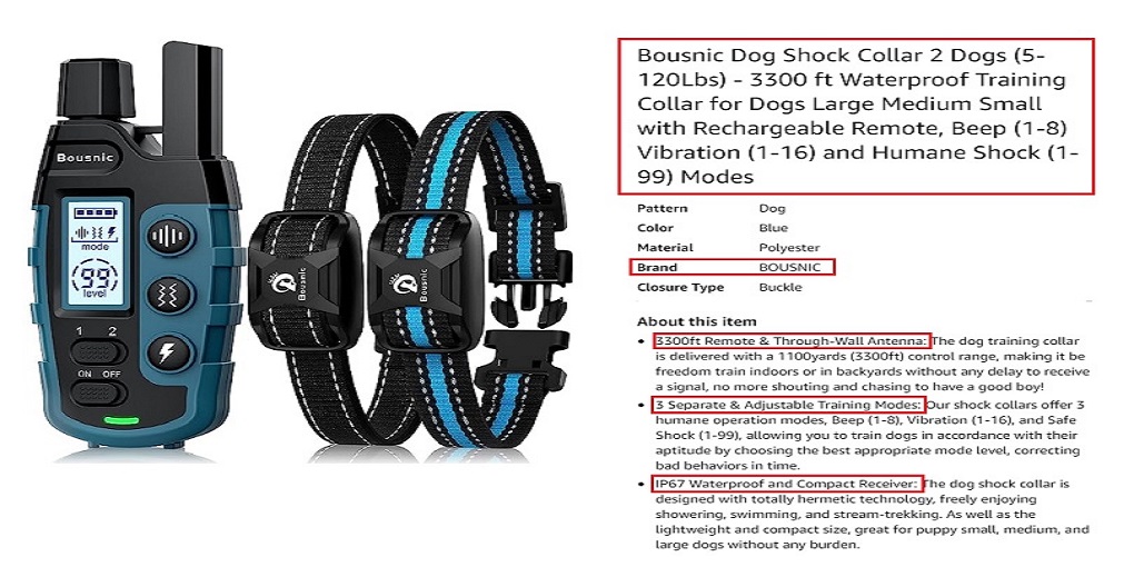 BOUSNIC Bark COLLAR for Large Dogs